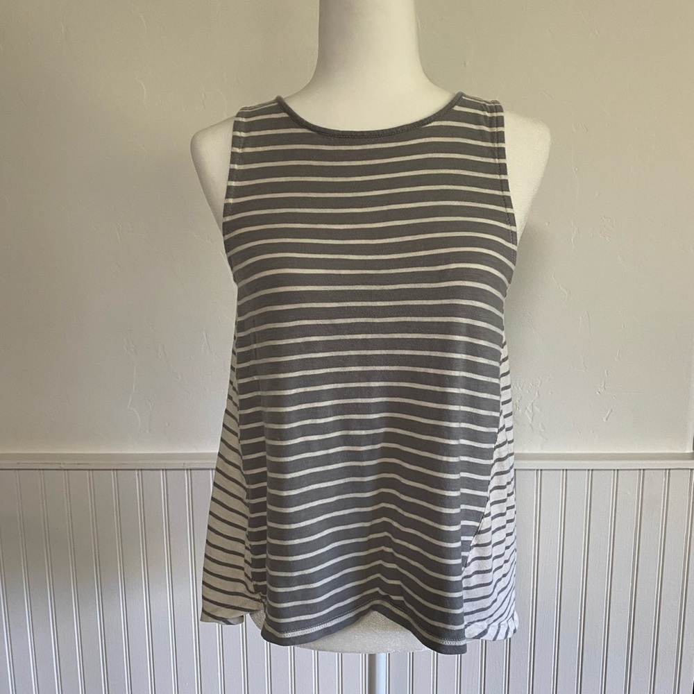 Madewell Striped Gray and Cream Tank Top